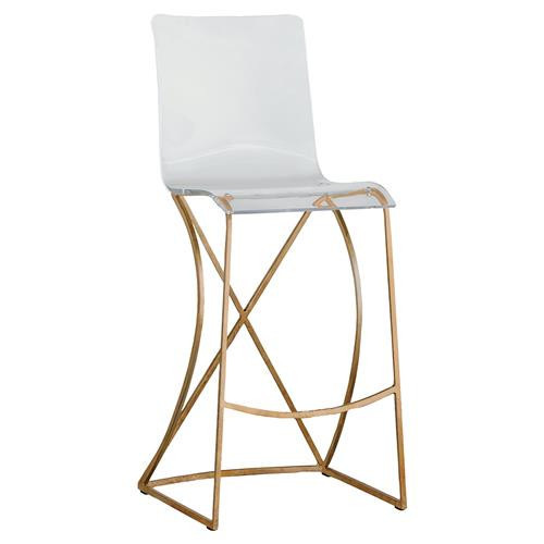 Gabby Johnson Modern Clear Acrylic Seat Gold Metal Base Bar Stool | Kathy Kuo Home