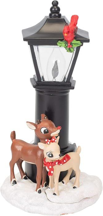Rudolph and Clarice By Lamppost 7.25 Inch Resin Stone Flickering Night Light | Amazon (US)
