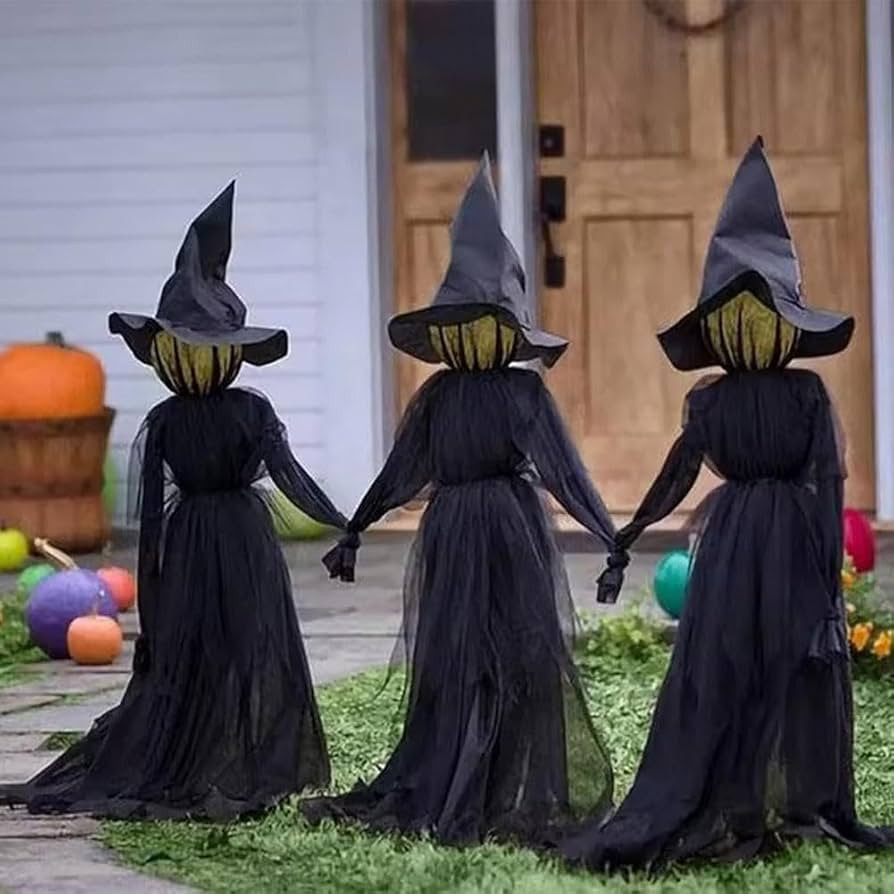 Halloween Decorations Outdoor, Set of 3 Large Light Up Holding Hands Screaming Witch, Waterproof ... | Amazon (US)