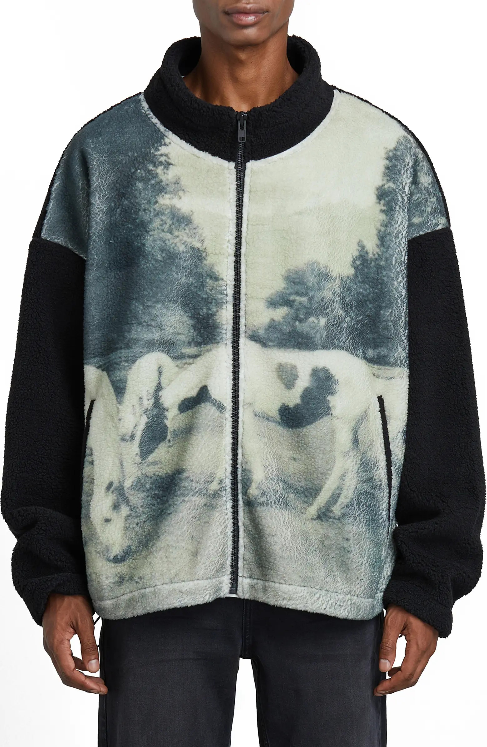 Horses Oversize Fleece Jacket | Nordstrom