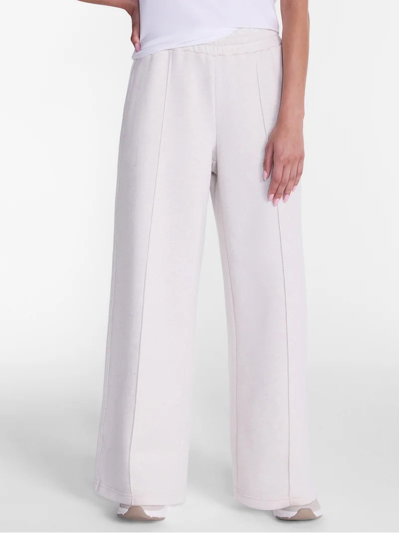 Athletic Works Women's and Women's Plus Pintuck Wide Leg Fleece Pants, 30" Inseam, Sizes XS-4X | Walmart (US)