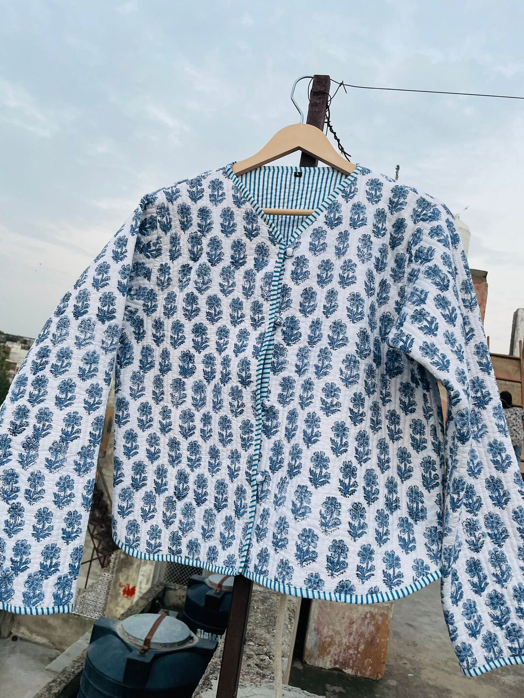 Cotton Women's Quilted Jacket Block Printed Boho Style Quilted Handmade Jackets, Coat Holidays Gi... | Etsy (US)