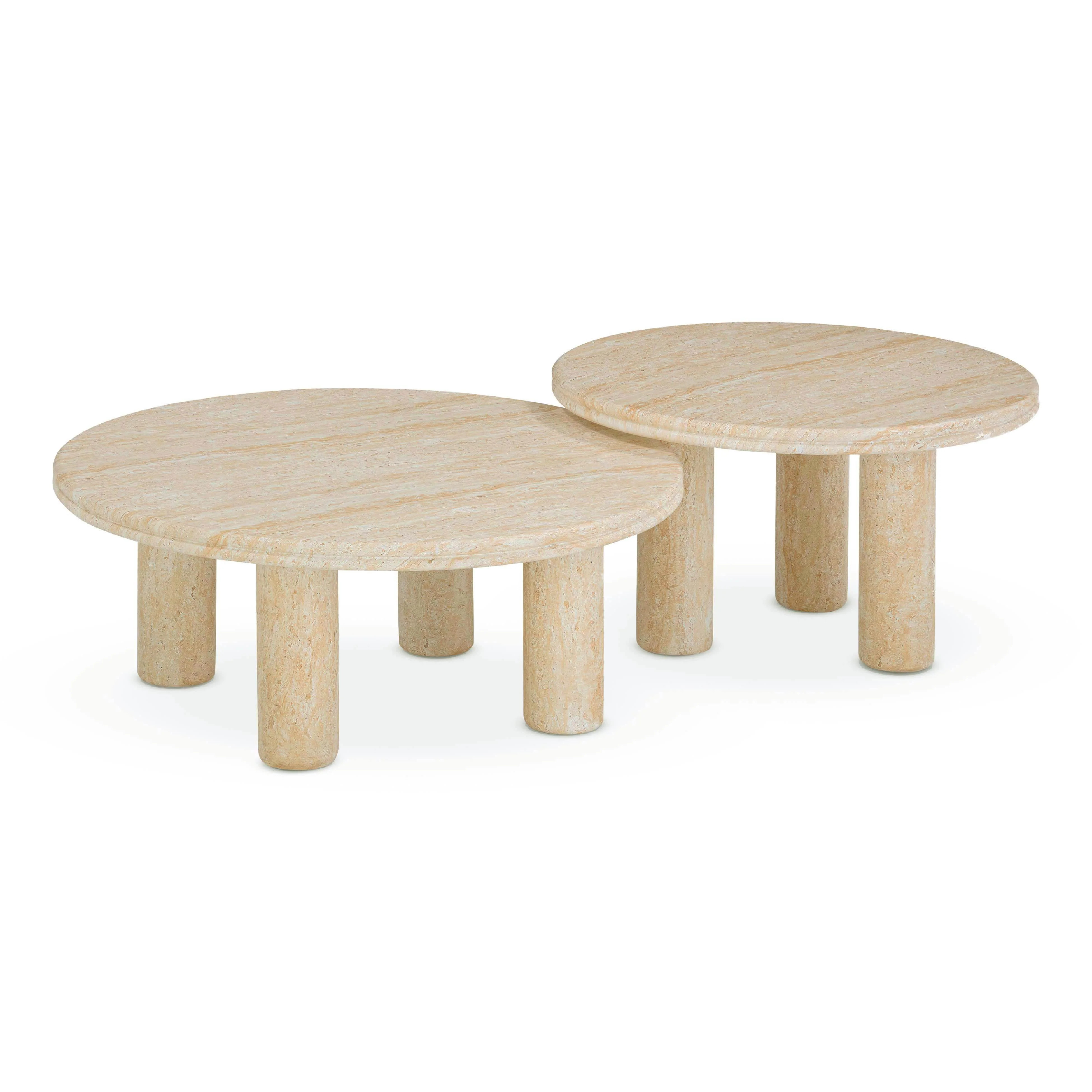 Amora 2-Piece Faux Travertine Indoor/Outdoor Nesting Accent Table Set | TOV Furniture