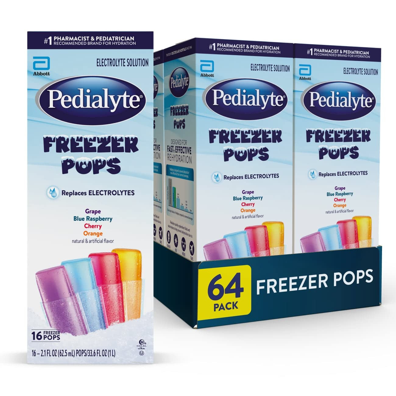 Pedialyte Electrolyte Solution Freezer Pops, Variety Pack, 16 Count (Pack of 4) | Amazon (US)
