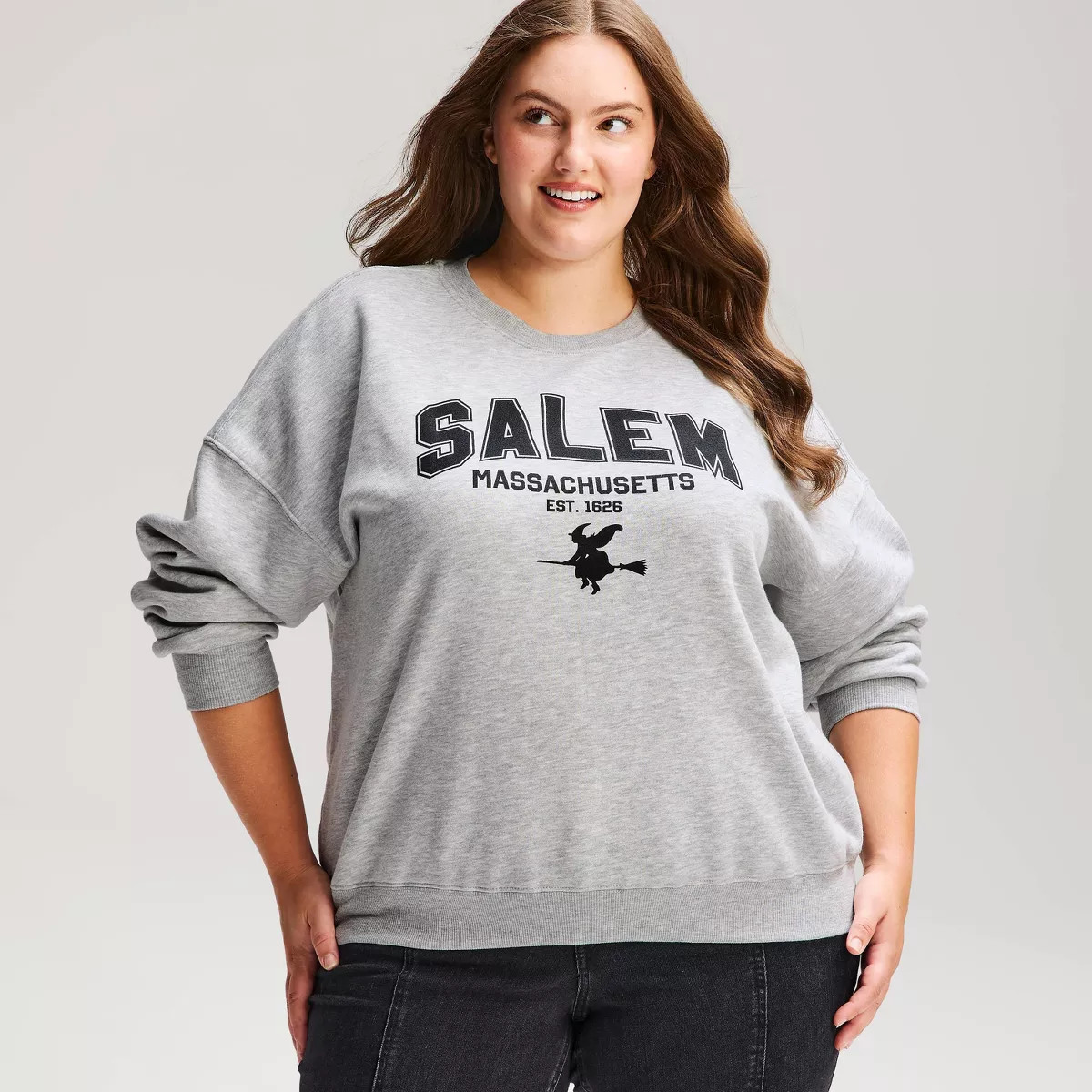 Women's Salem MA Fleece Crewneck Graphic Pullover Sweatshirt - Heather Gray M | Target