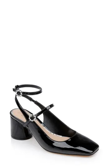 Jewel Badgley Mischka Keilani Ankle Strap Mary Jane Pump in Black Patent at Nordstrom Rack, Size 10 | Nordstrom Rack
