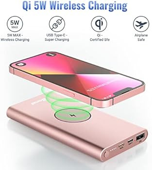 Wireless Portable Charger 12000mAh, BONAI Power Bank USB and Type C Input/Output Aluminum Slim Ba... | Amazon (US)