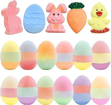 Holydeck 17 Pcs Colorful Easter Sidewalk Chalks,Non-Toxic Jumbo Chalk with Easter Eggs Rabbit Car... | Amazon (US)