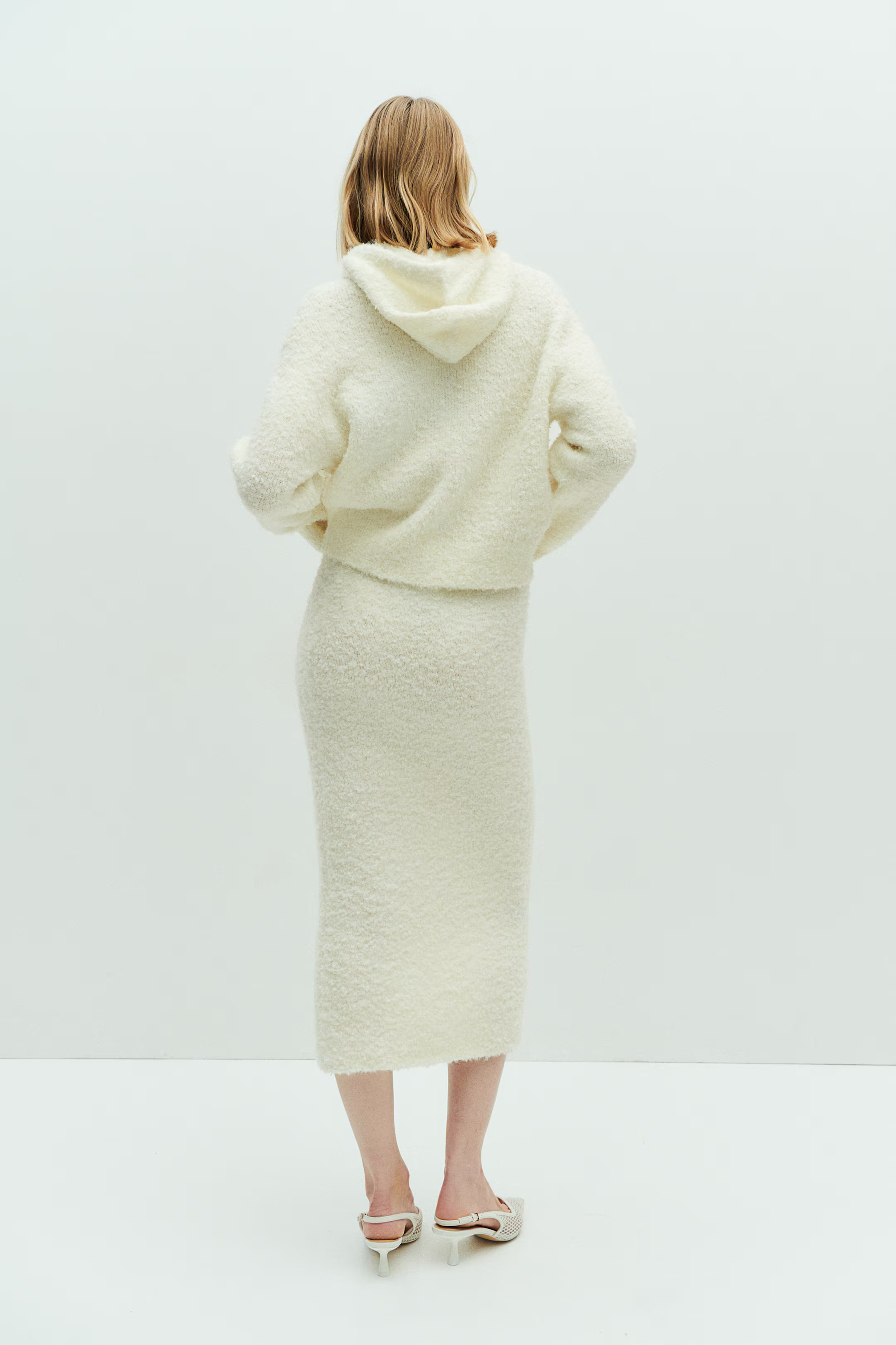 Bouclé-Knit Midi Skirt - Cream - Ladies | H&M US | H&M (US + CA)