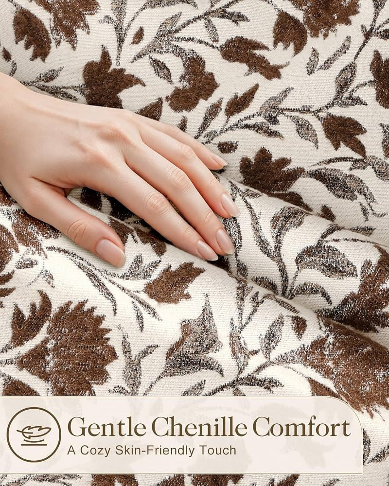 Chenille Throw Pillow Cover, 18x18 Inch, Fall Floral | Amazon (US)