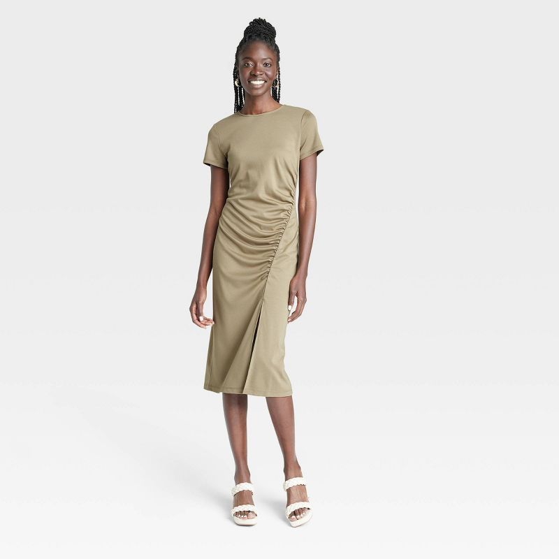 Women's Short Sleeve Side Ruched Knit Dress - A New Day™ | Target