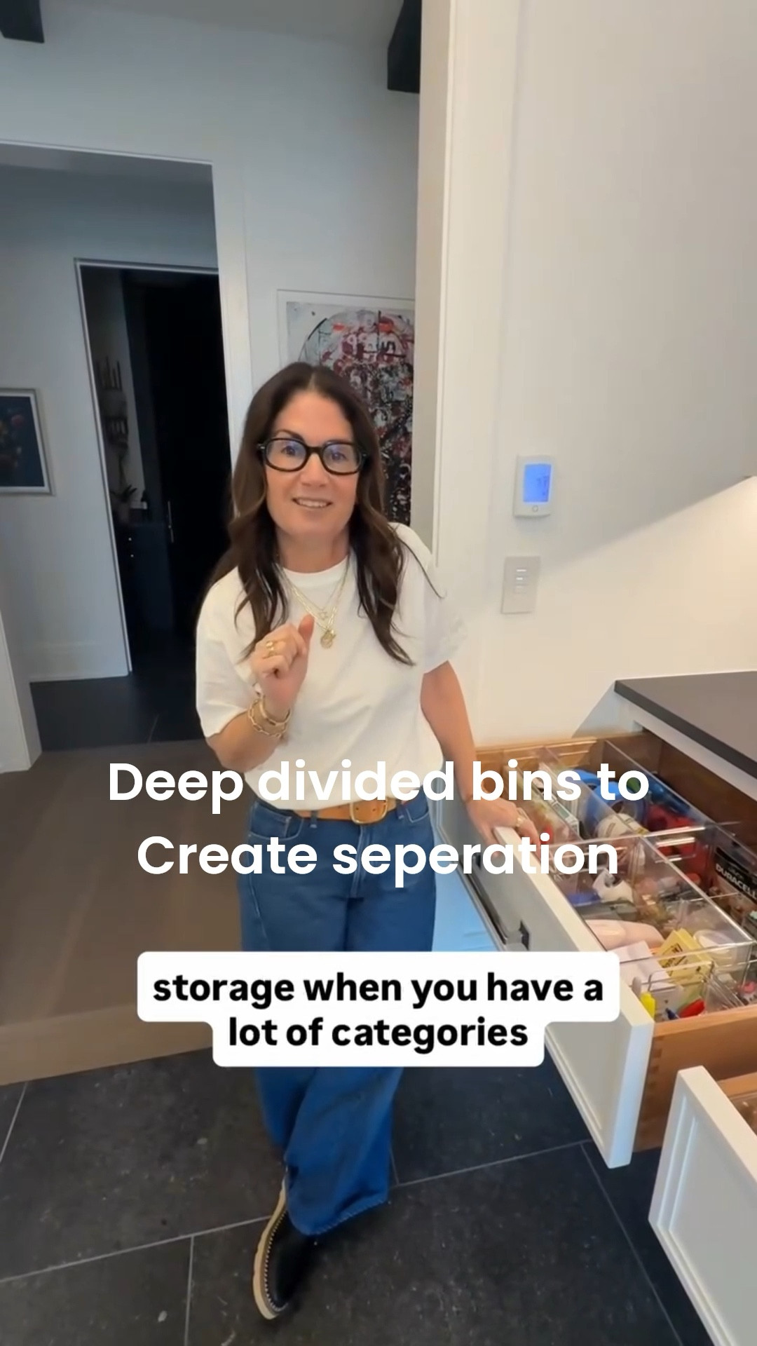 When you’re storing things in drawers and getting bins, a big tip of mine is to get dividers. This helps so much be able to optimize the storage space when you’re dealing with a mixture of smaller and bigger items.