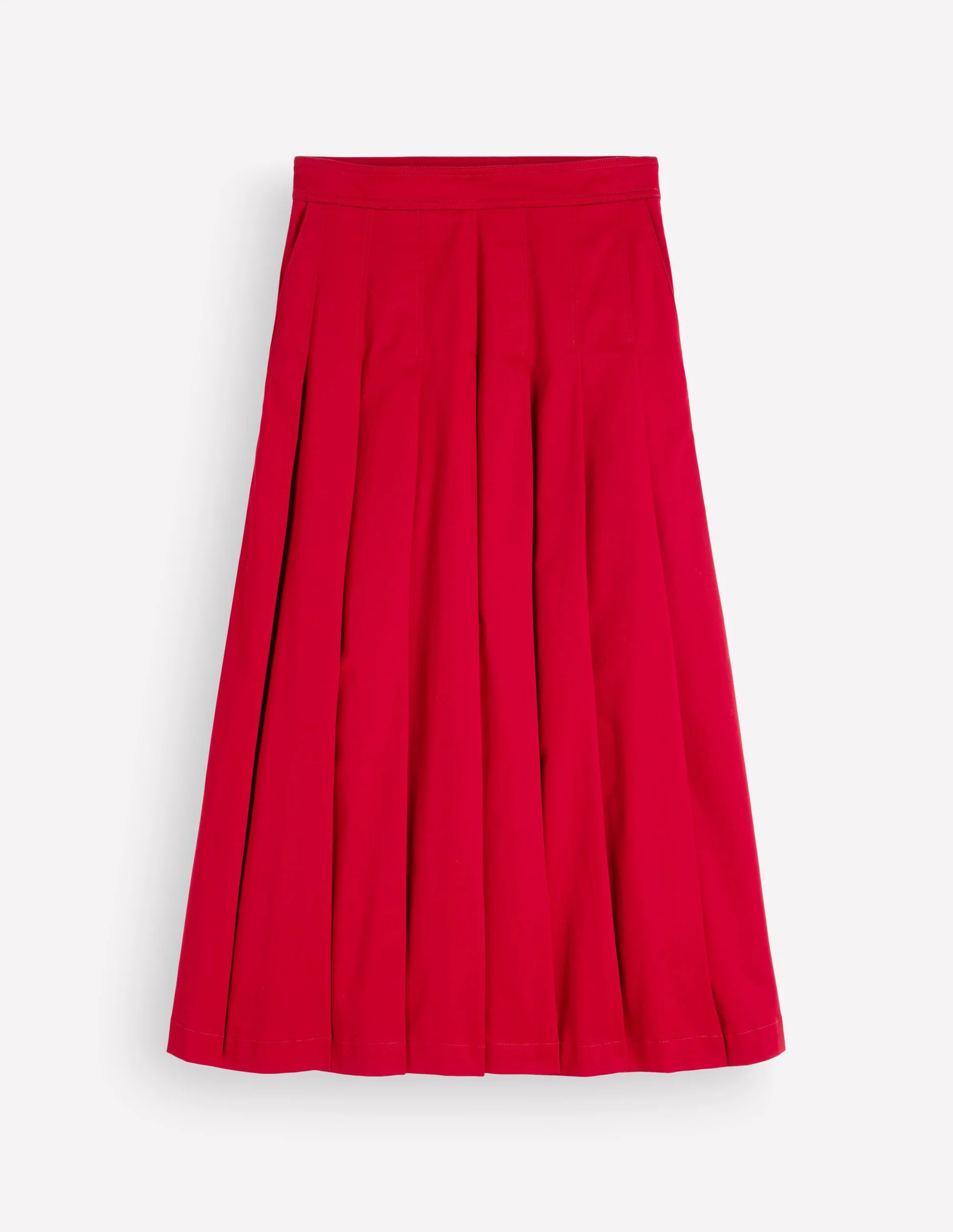 Aya cotton sateen Midi Skirt-Crimson Red | Boden UK