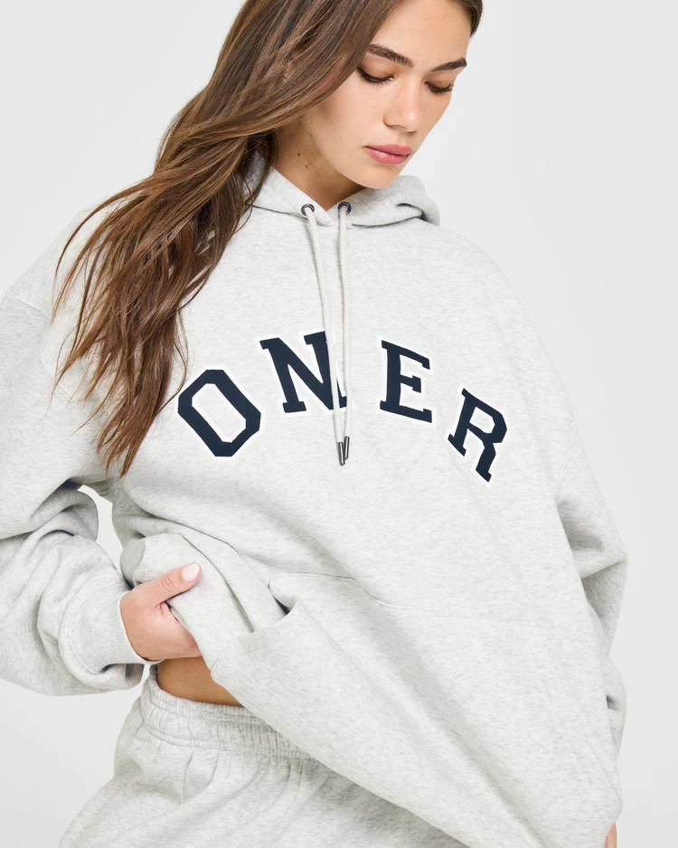 Foundations Oversized Oner Girlfriend Hoodie 
 Light Grey Marl | Oner Active (UK / US)