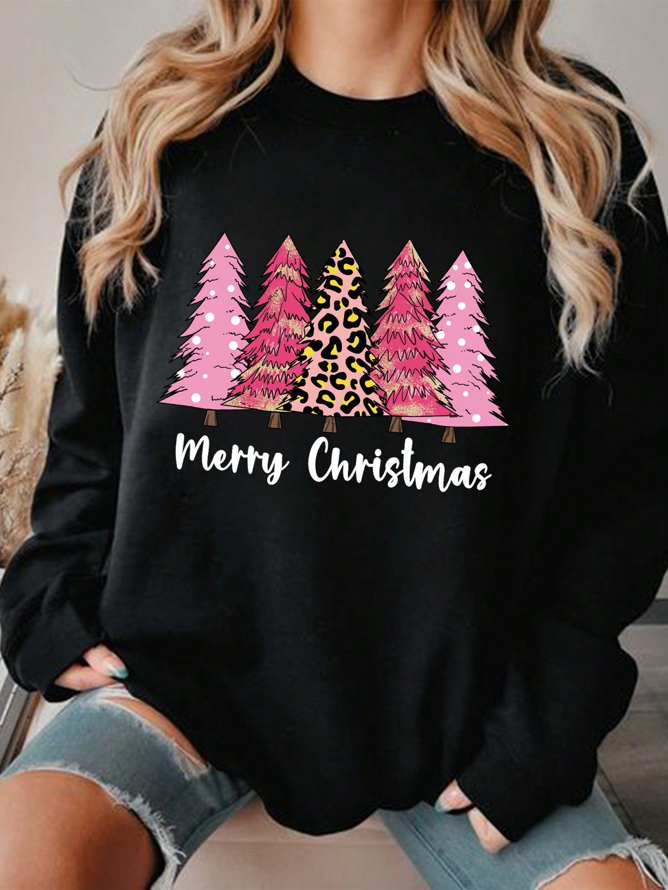 Christmas Print Thermal Lined Sweatshirt | SHEIN