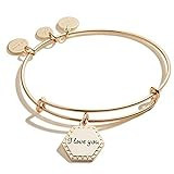 Alex and Ani I Love You Bracelet, Shiny Antique Gold | Amazon (US)