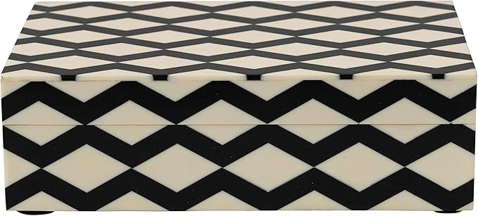 Creative Co-Op Resin & MDF Lid & Pattern Inlay, Black & White Storage Box | Amazon (US)