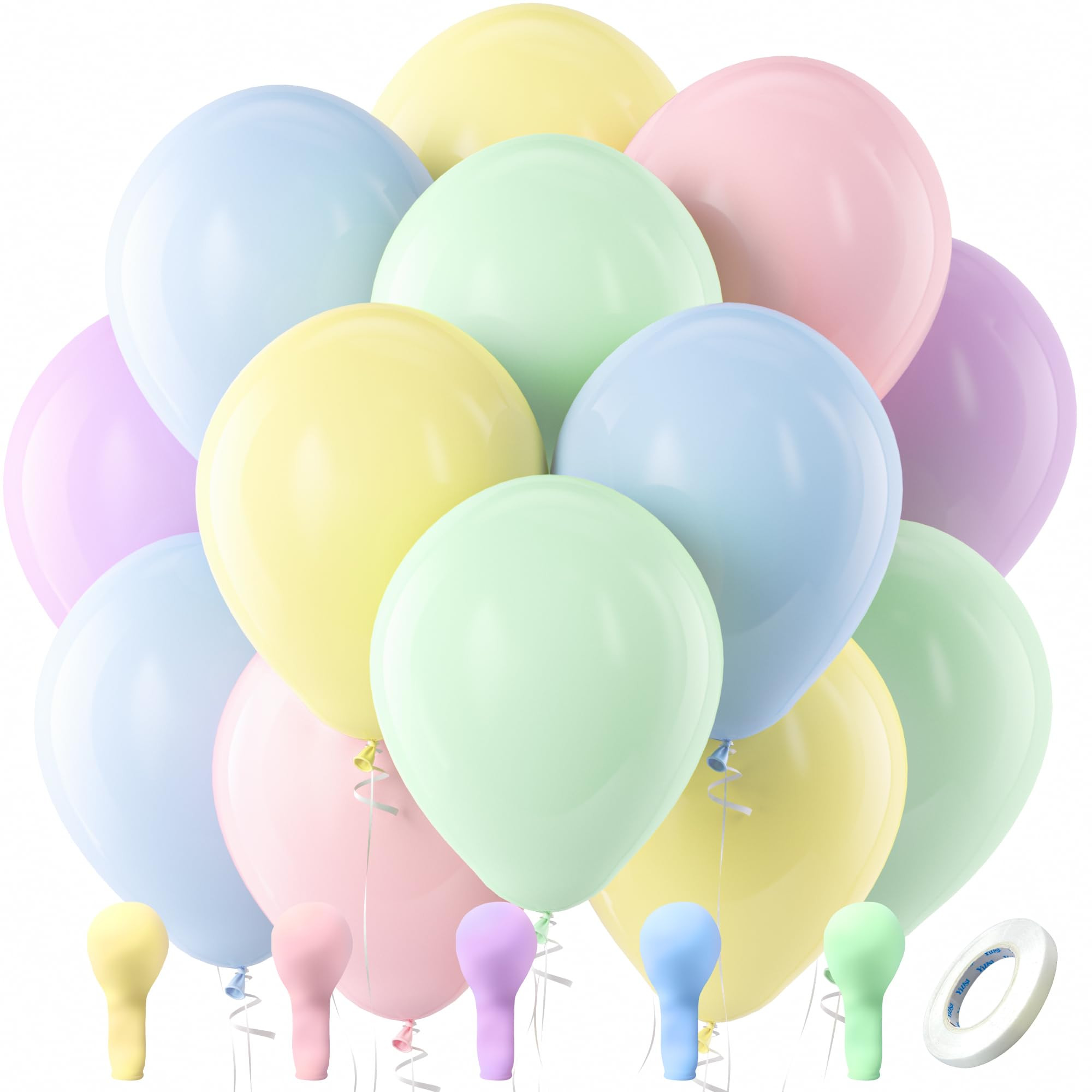 Bezente Pastel Balloons Latex Party Balloons, 100 Pack 12 inch Round Helium Multicolor Macaron Ba... | Amazon (US)