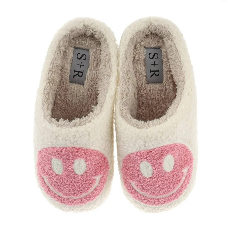 S+R Women's Smiley Graphic Cozy Slide Slipper | Walmart (US)