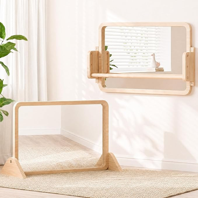 3-in-1 Montessori Mirror with Bar, Adjustable Toddler Mirror & Pull Up Bar, Montessori Learning T... | Amazon (US)