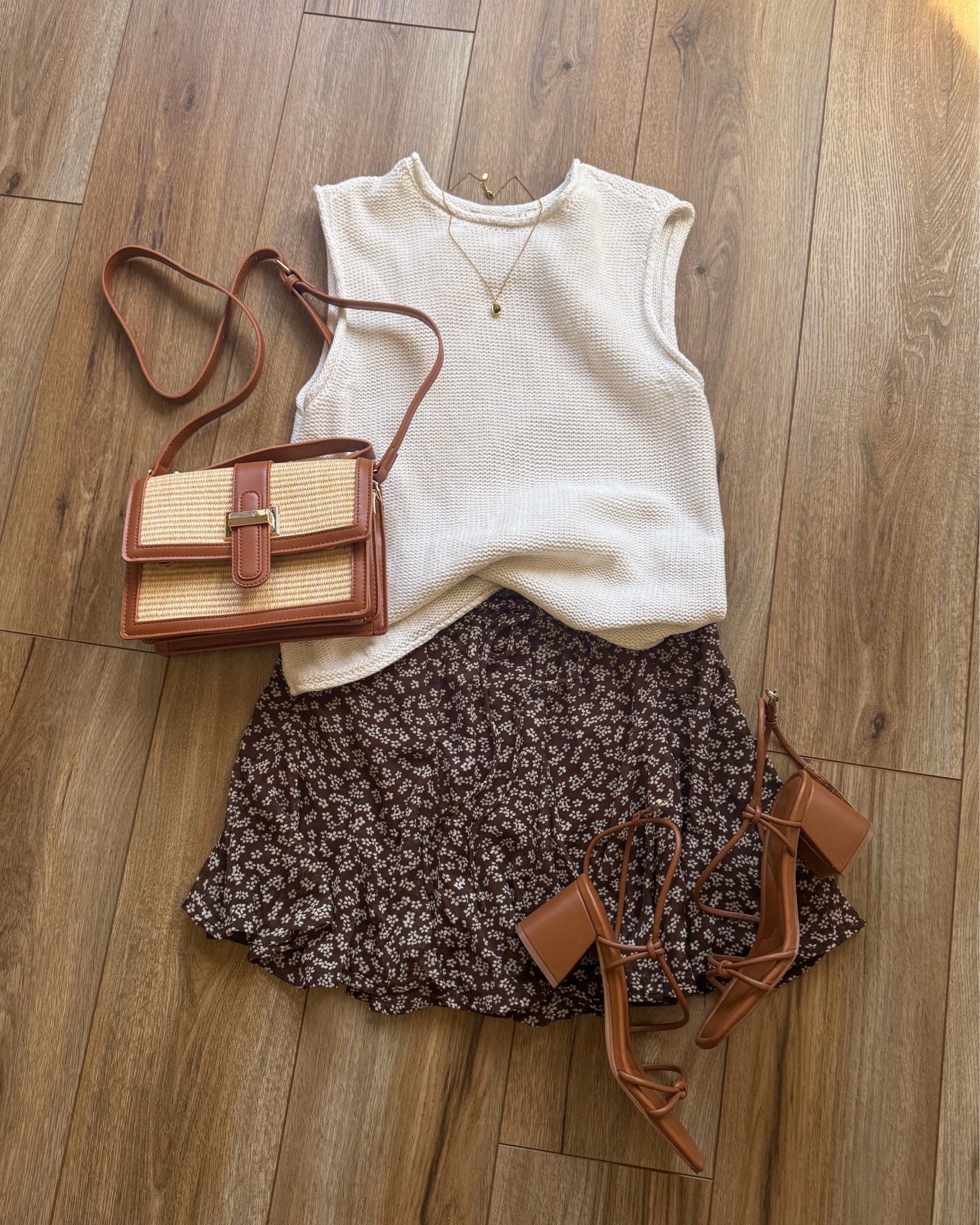 casual chic everyday outfits. summer fashion. brown block strappy block heel sandals. floral mini skirt. sleeveless sweater. sweater tank tops. nordstrom 2026. amazon fashion. summer bag.

#LTKSeasonal #LTKSaleAlert #LTKootd