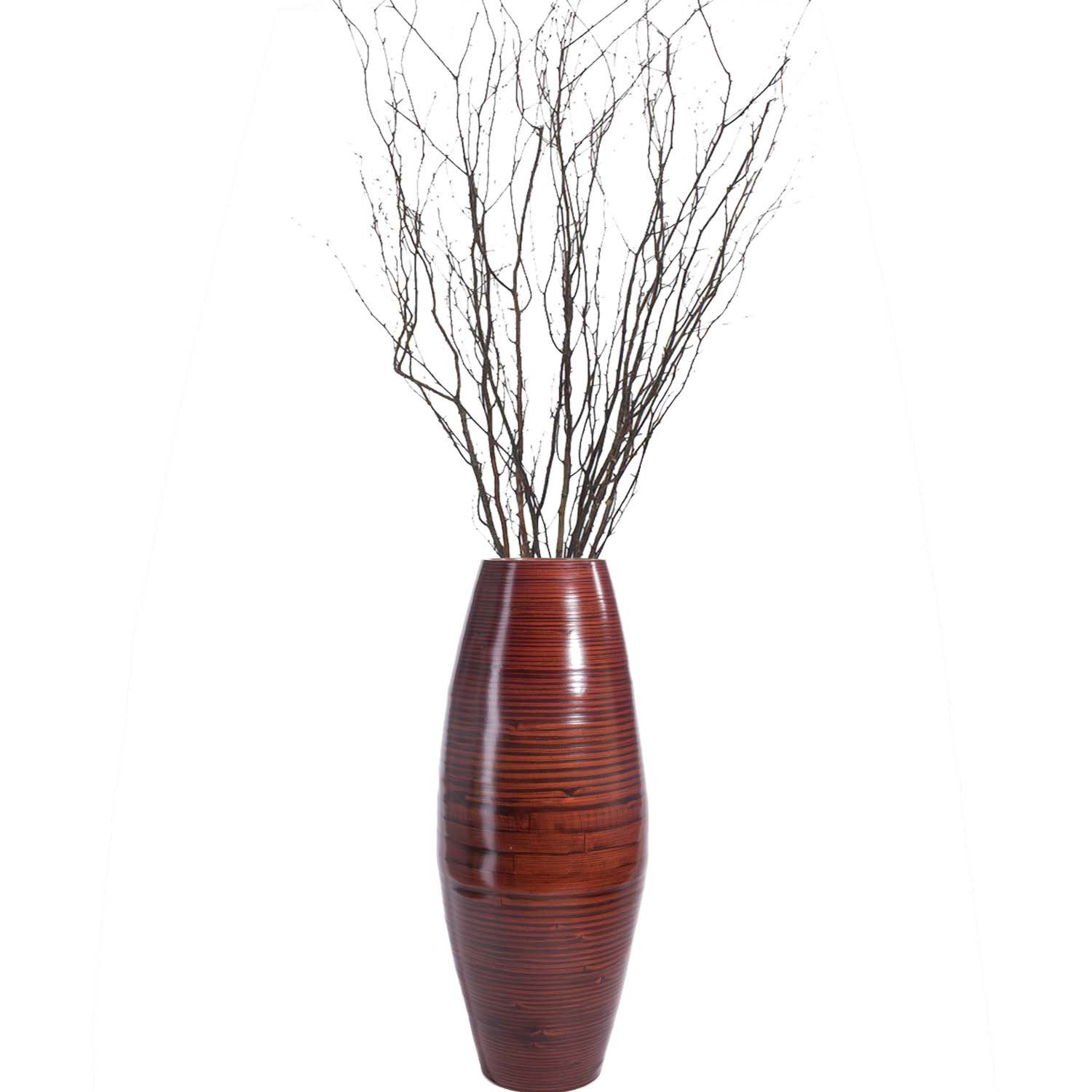 Green Floral Crafts 36 in. Tall Brown Cylinder Floor Vase & Branches | Walmart (US)