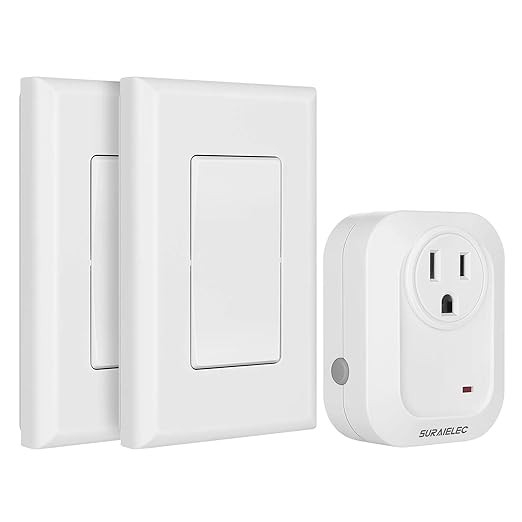 SURAIELEC Wireless Wall Switch Remote Control Outlet, No Wiring, 100ft RF Range, Pre-Programmed, ... | Amazon (US)
