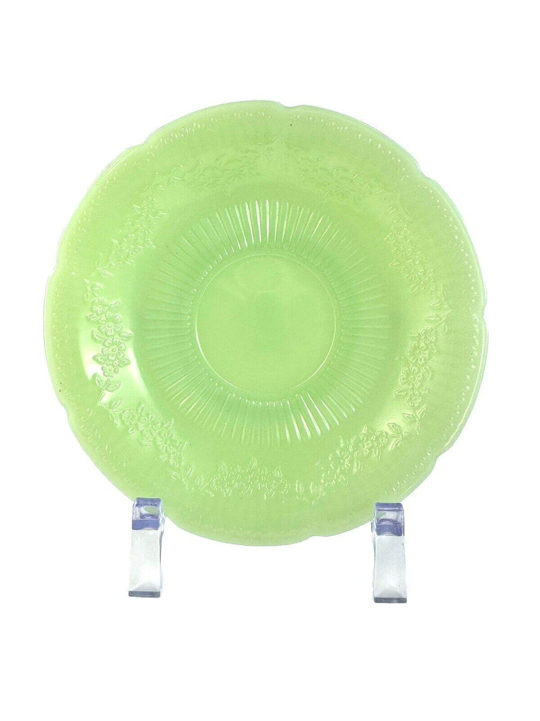 Vintage Fire King Jadite Jadeite Alice Pattern Saucer Scallop Edge Floral Design - Etsy | Etsy (US)