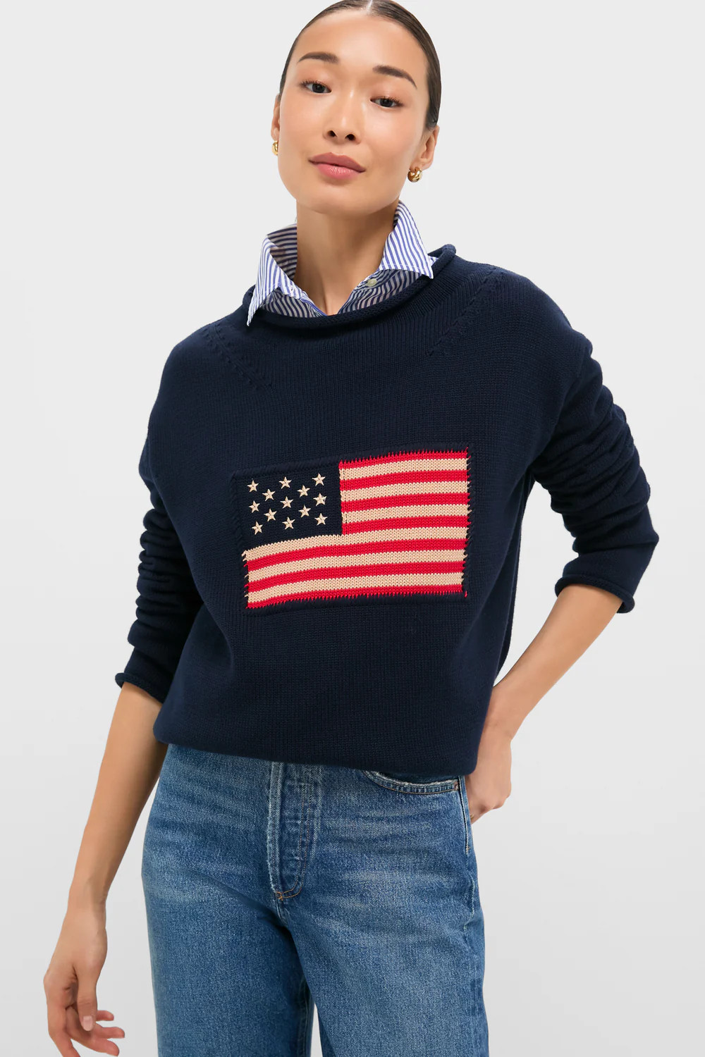 Navy Cotton Rollneck Americana Sweater | Tuckernuck (US)