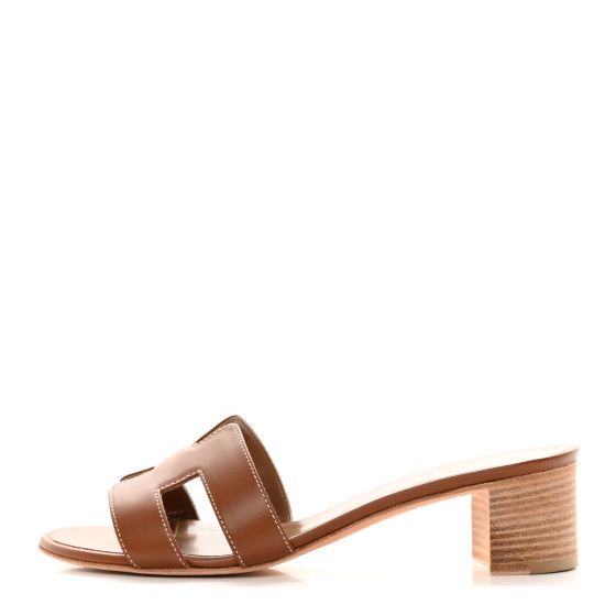 Hermes: All/Accessories/Shoes/HERMES Calfskin Oasis Sandals 37.5 Gold | FASHIONPHILE (US)