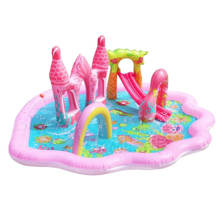 Banzai Mermaid Lagoon Inflatable Splash Park with 3 Mermaid Dolls for Ages 3+ | Walmart (US)