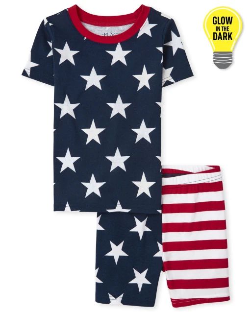 Unisex Kids Matching Family Americana Short Sleeve Glow Snug Fit Cotton Pajamas | The Children's ... | The Children's Place
