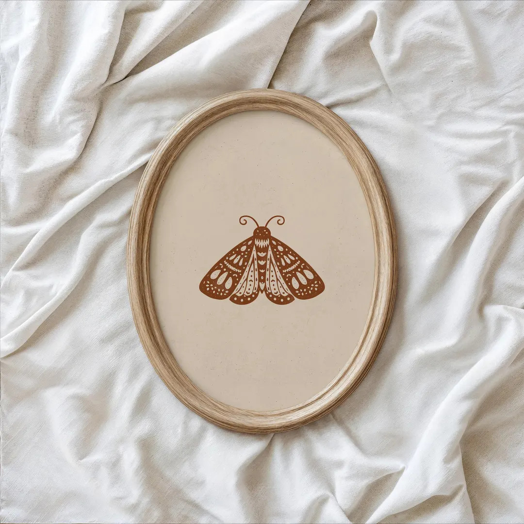 Rustic Moth Wall Art Printable, Vintage Insect Illustration, Minimal Natural History Print, Cotta... | Etsy (US)