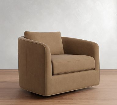 Remmy Leather Swivel Chair | Pottery Barn (US)