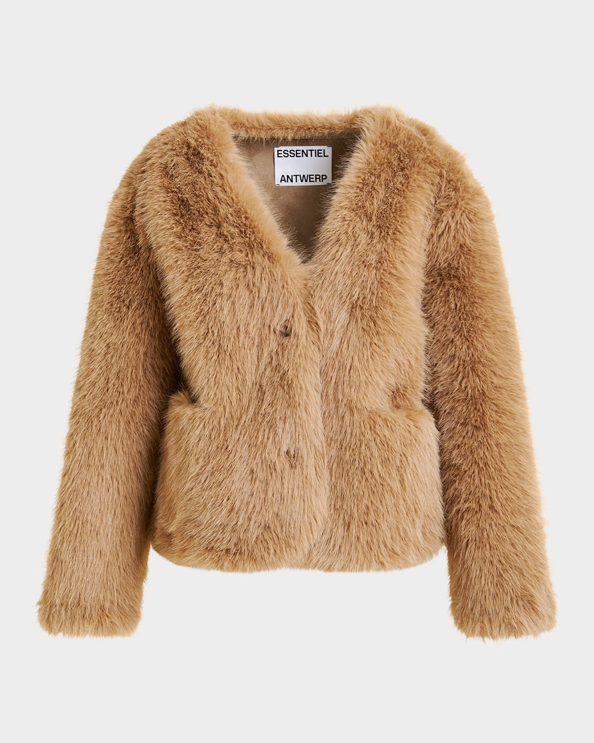 Faux Fur V-Neck Jacket | Neiman Marcus