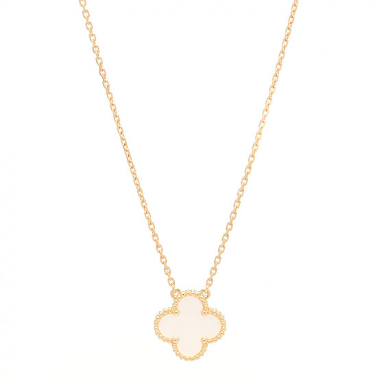 VAN CLEEF & ARPELS 18K Yellow Gold Mother of Pearl Vintage Alhambra Pendant Necklace | FASHIONPHI... | Fashionphile