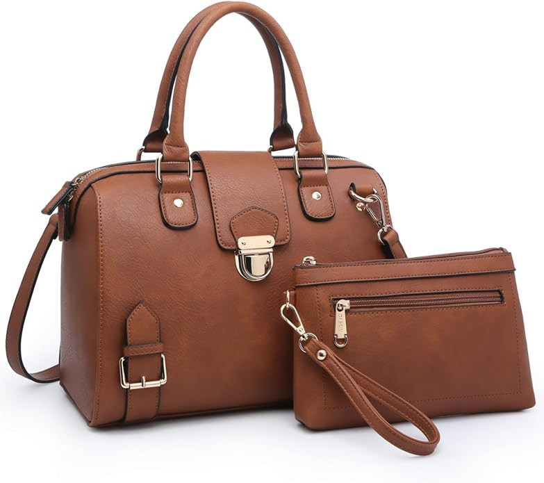 Dasein Women Barrel Handbags Fashion Satchel Bags Top Handle Shoulder Purses Vegan Leather Work T... | Amazon (US)