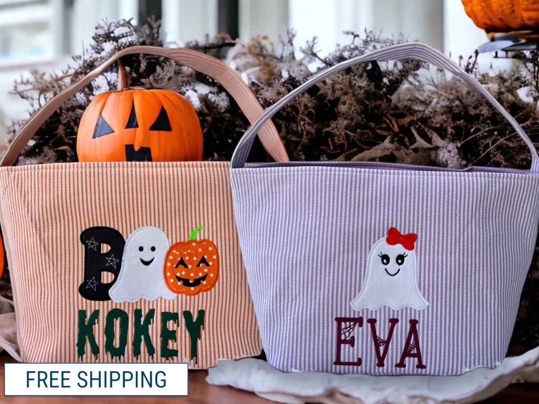 Personalized Halloween Basket / Halloween Bags / Custom Halloween Bags / Halloween Candy Basket /... | Etsy (US)