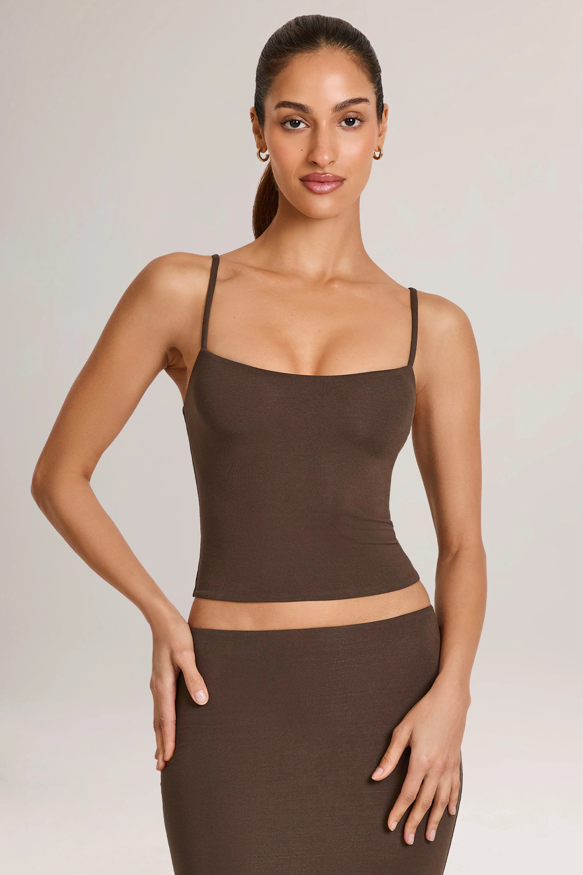 Modal Scoop-Neck Tank Top in Chocolate Brown | Oh Polly