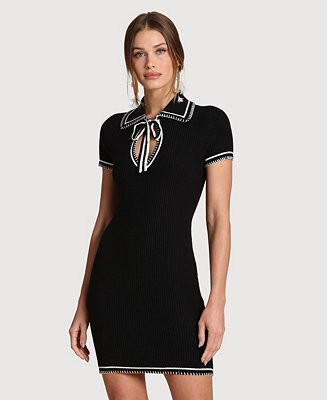 Women's Contrast Stitch Polo Knit Mini Dress | Macy's