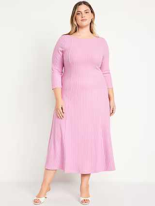 Fit & Flare Ribbed Maxi Dress | Old Navy (US)