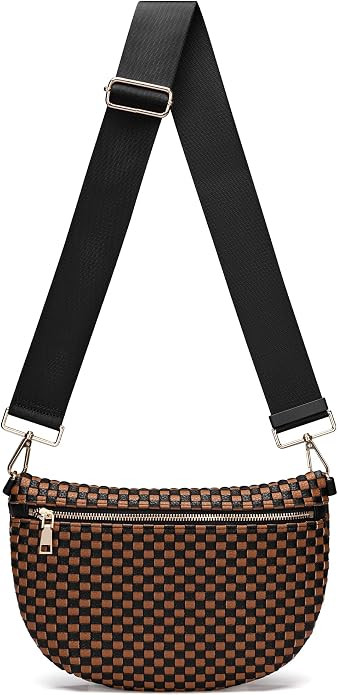 Woven Crossbody Bag for Women Stylish Leather Bum Bag Sling Purses Chest bag for Travel Festival | Amazon (US)