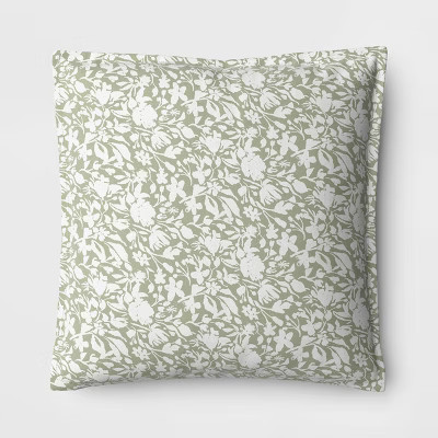 18"x18" Floral Square Outdoor Throw Pillow Sage Green - Threshold™ | Target