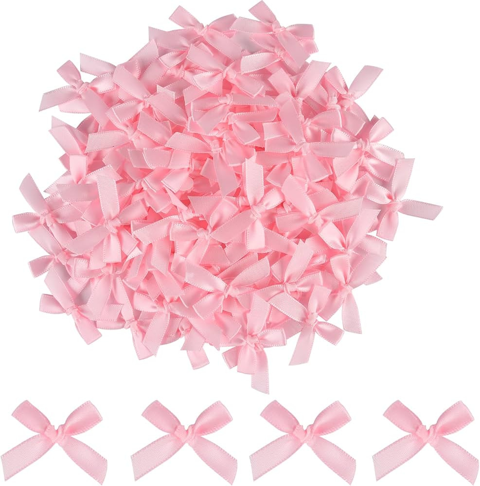 NEBURORA 100 Pcs Mini Pink Bows Small Satin Fabric Ribbons Bow with Dot Stickers for Gift Wrappin... | Amazon (CA)
