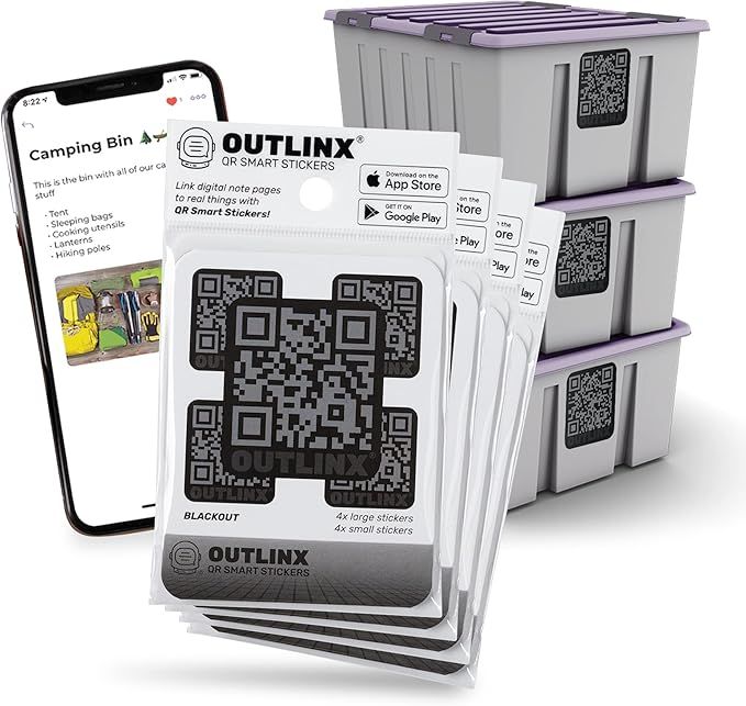 Outlinx Smart Stickers, Moving Labels for Fast & Easy Storage & Organization, Pack of 4 x 8 Black... | Amazon (US)