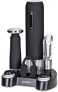 Ivation Wine Gift Set, Includes Electric Wine Bottle Opener, Wine Aerator, Vacuum Wine Preserver,... | Amazon (US)