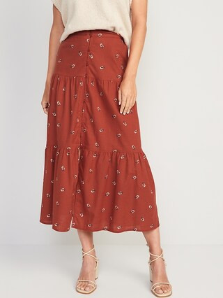 Floral-Print Tiered Button-Front Maxi Skirt for Women | Old Navy (US)