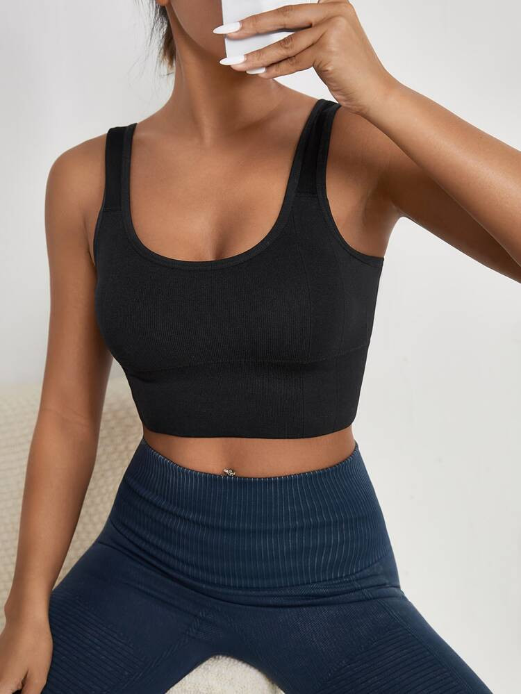 High Support Scoop Neck Sports Bra | SHEIN