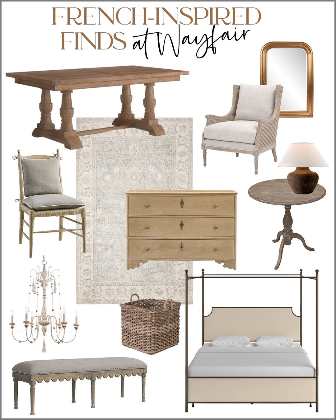 Wayfair is my favorite source for French and European-inspired furniture and decor! Sharing tons of faves!

Home decor, living room decor, area rug, dresser, console table, coffee table, dining table, dining chair, upholstered chair, mirror

#LTKHome