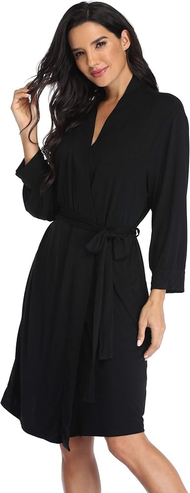 Women's Kimono Robe Short Knit Bathrobe Soft House Sleepwear Lightweight Ladies Loungewear | Amazon (US)